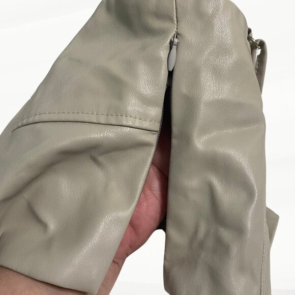 Zara Faux Leather Cream Colored Crop Tank Top with Adjustable Straps, Size S - Picture 5 of 9